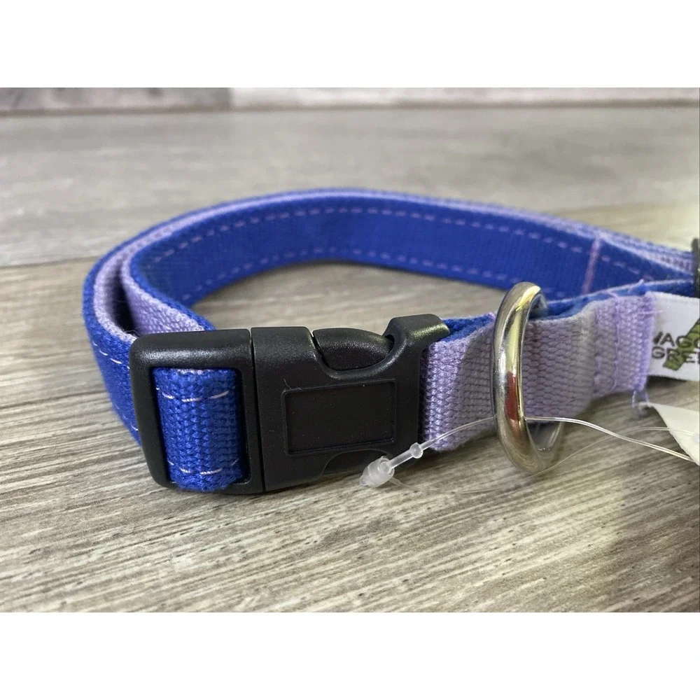 Wagging Green Eco Hip Bamboo Dog Collar Medium Blue Purple Organic NWT‎